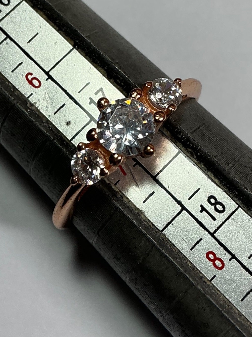Sterling Silver Gold Plated Ring with clear stones. Size 7